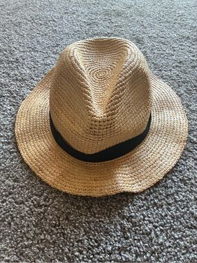 J. Crew Straw Fedora with Black Band